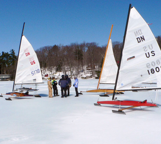 group of iceboaters on Sunapee